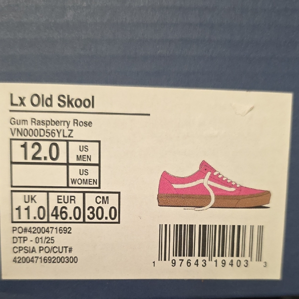 Vans Lx Old Skool Gum Raspberry Rose Men's 12 Women's 13.5 - Picture 2 of 6